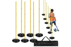AKABIKE Agility Poles Set 6 Packs- Adjustable Height 5ft Soccer Training Poles with Heavy-Duty Rubber Base, Football Basketball Speed Drill Equipment for Indoor Outdoor Turf (Dog/Horse Compatible)