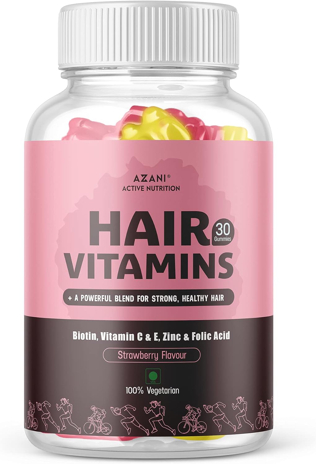 Azani Active Nutrition Power Vitamin Hair Gummies with Biotin, Zinc