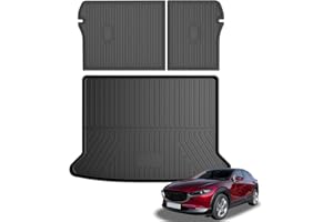Cargo Mat & Backrest Mat Compatible with 2020-2025 CX-30 - Custom Fit PU Leather Cargo Liner and Rear Backrest Protector- All
