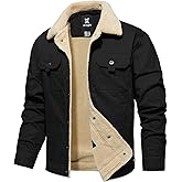 Dr.Cyril Men's Winter Jacket, Cotton Sherpa Fleece Lined Jacket, Warm Trucker Cargo Coats with Pockets