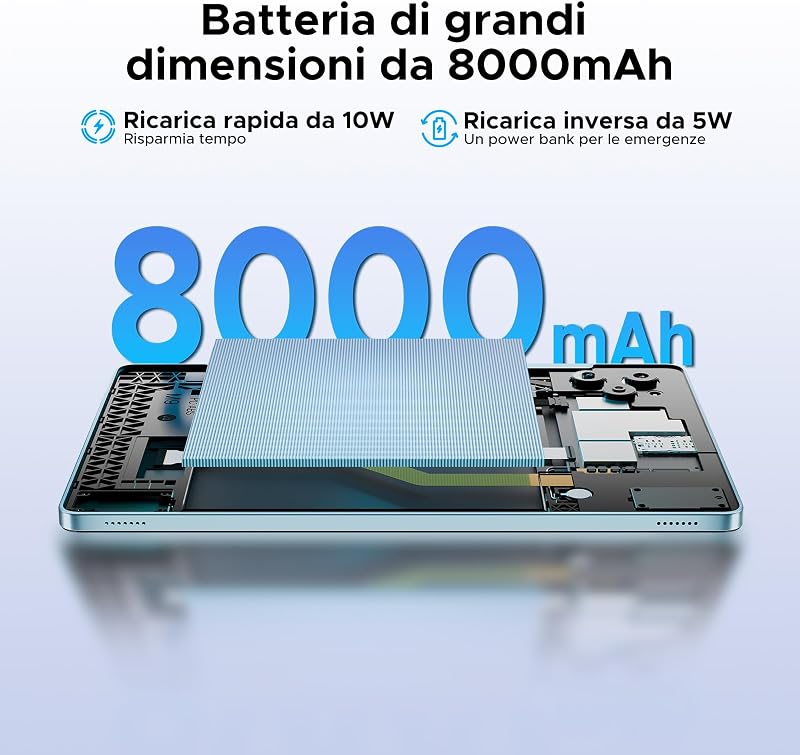 TAB G6 Android 16 Tablet 11 Pollici, 4G LTE 90Hz, 30GB RAM+256GB ROM/TF 2TB, Octa-Core Tablet con Sim, 8000mAh/Gemini AI/Widevine L1/13MP+5MP/OTG/BT5/FACE ID/Doppi altoparlanti/3.5mm Jack-Blu