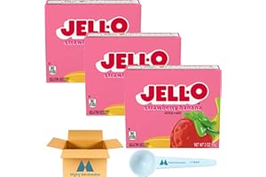 Jell-O Strawberry-Banana Gelatin Mix - 3 oz Boxes (Pack of 3) - With Mighty Merchandise Measuring Spoon