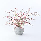 mizii 3Pcs 45" Artificial Cherry Blossom Branches Pink Fake Silk Cherry Blossoms Flowers with Long Stem for Wedding Decorations Table Centerpieces Vase Arrangement Home Decor (Pink)