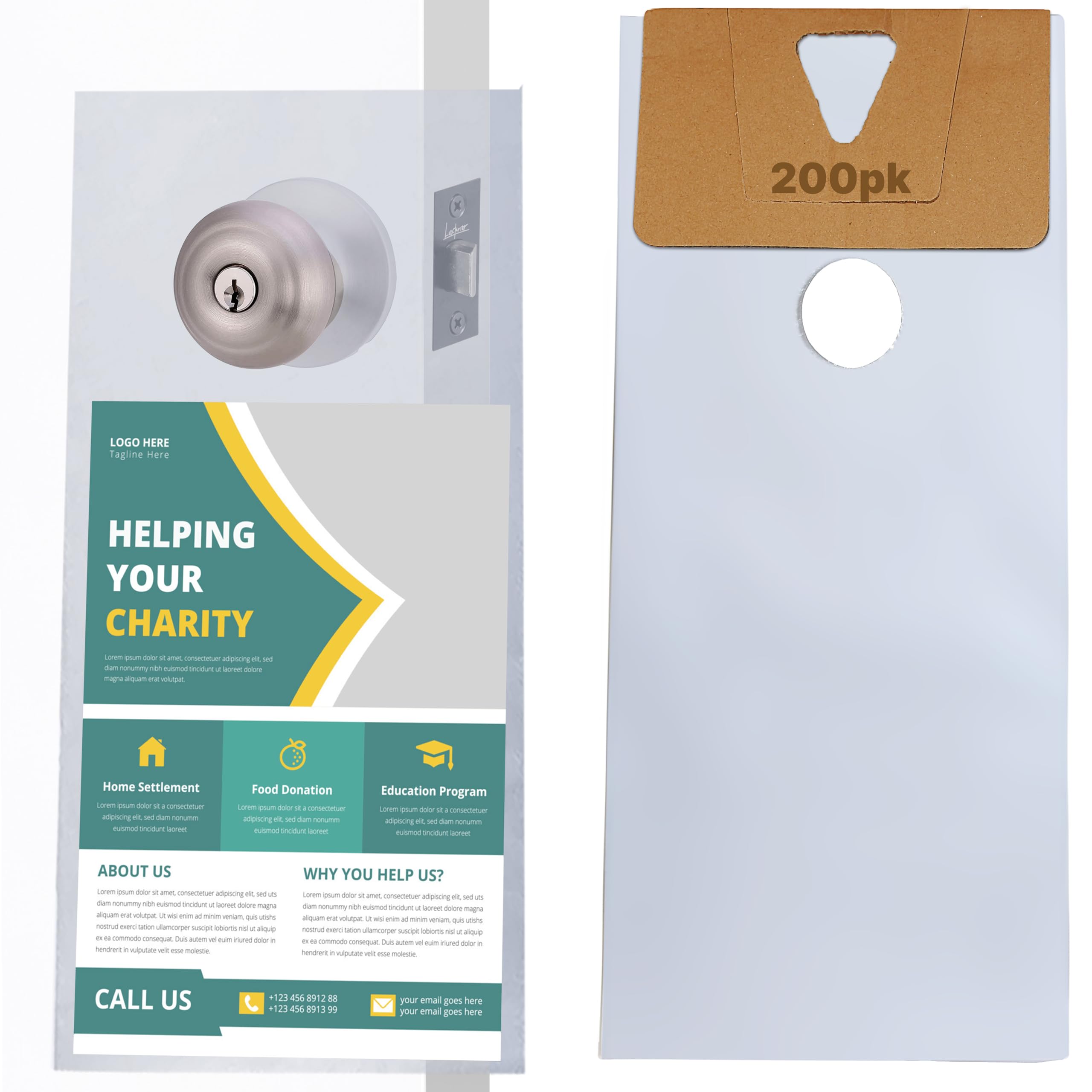 Photo 1 of TidyFriend Door Hanger Bags 6” x 12” (200 Pack), Clear Door Hanger Bags Protects Flyers, Brochures, Notices, Printed Materials, Waterproof and Secure