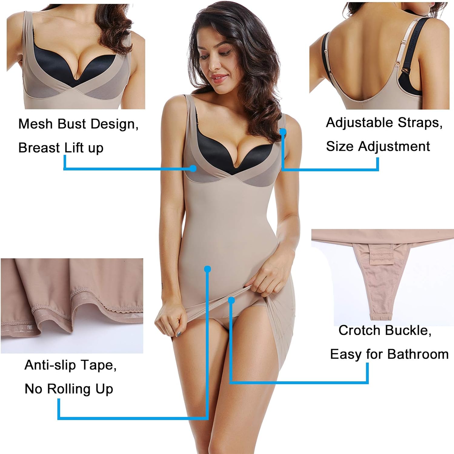 JOYSHAPER Full Slips for Women Under Dresses Long Plus Size Dresses Shapewear Slip Slimming V Neck Slip at  Women’s Clothing store