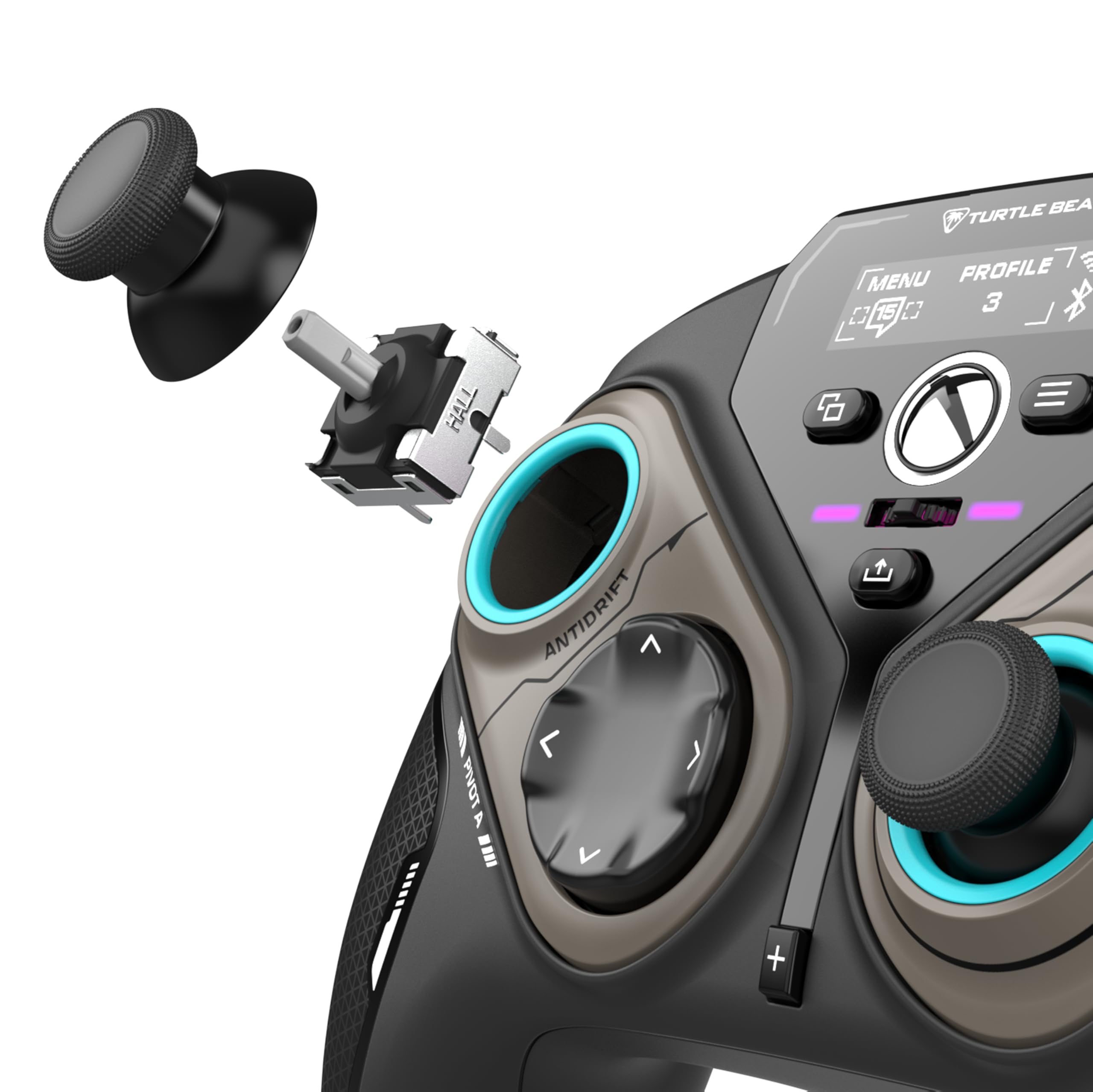 Turtle Beach Stealth Pivot Wireless Smart Game Controller Officially Licensed for Windows PC – Rotating Modules, Display Dashboard, Hall-Effect Sticks, Remappable Buttons, Bluetooth, 20-Hour Battery
