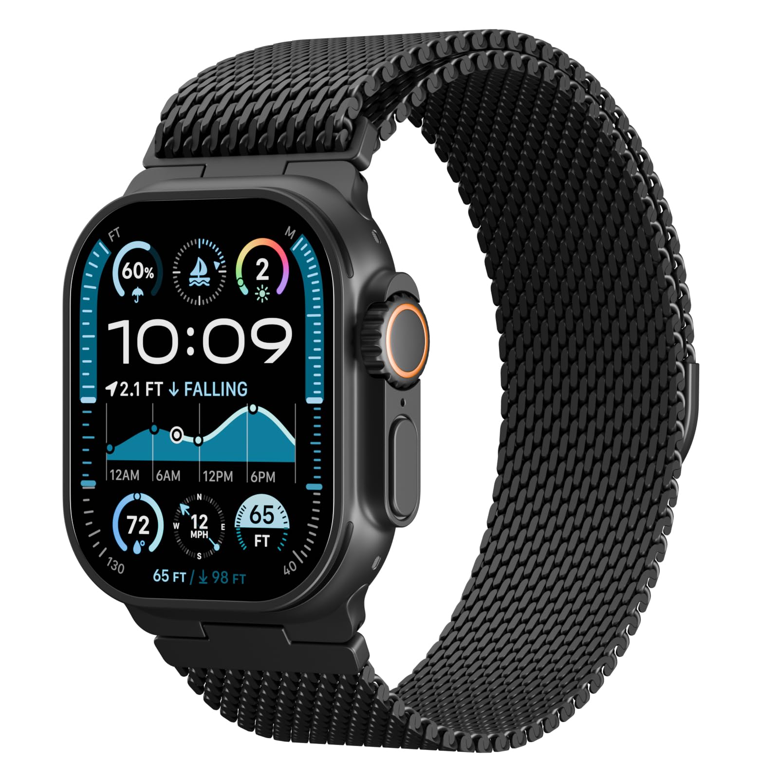 Photo 1 of Milanese Mesh Loop Compatible with Apple Watch Band Ultra 2/Ultra 49mm 46mm 45mm 44mm Men, Breathable Replacement Band for iWatch SE Series 10/9/8/7/6/5/4