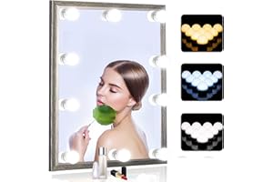 SICCOO Vanity Mirror Lights, 10 Dimmable Bulbs DIY Hollywood Style LED Makeup Mirror Lights with USB Cable, Lighting Fixture Strip for Makeup Dressing Table Bathroom Dressing Room etc, White