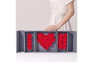 Mosstory Preserved Roses in Fitted Love Box Eternal Roses and Moss Last a Year Romantic Gifts for Mother's Day,Valentine's Day Anniversary Birthday (Grey Box, Red Roses and Moss) (Rose-red)