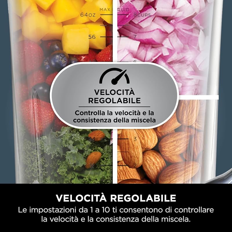 Frullatore Detect Power Processor Pro 3in1, 1200W, Caraffa 2L, Nero