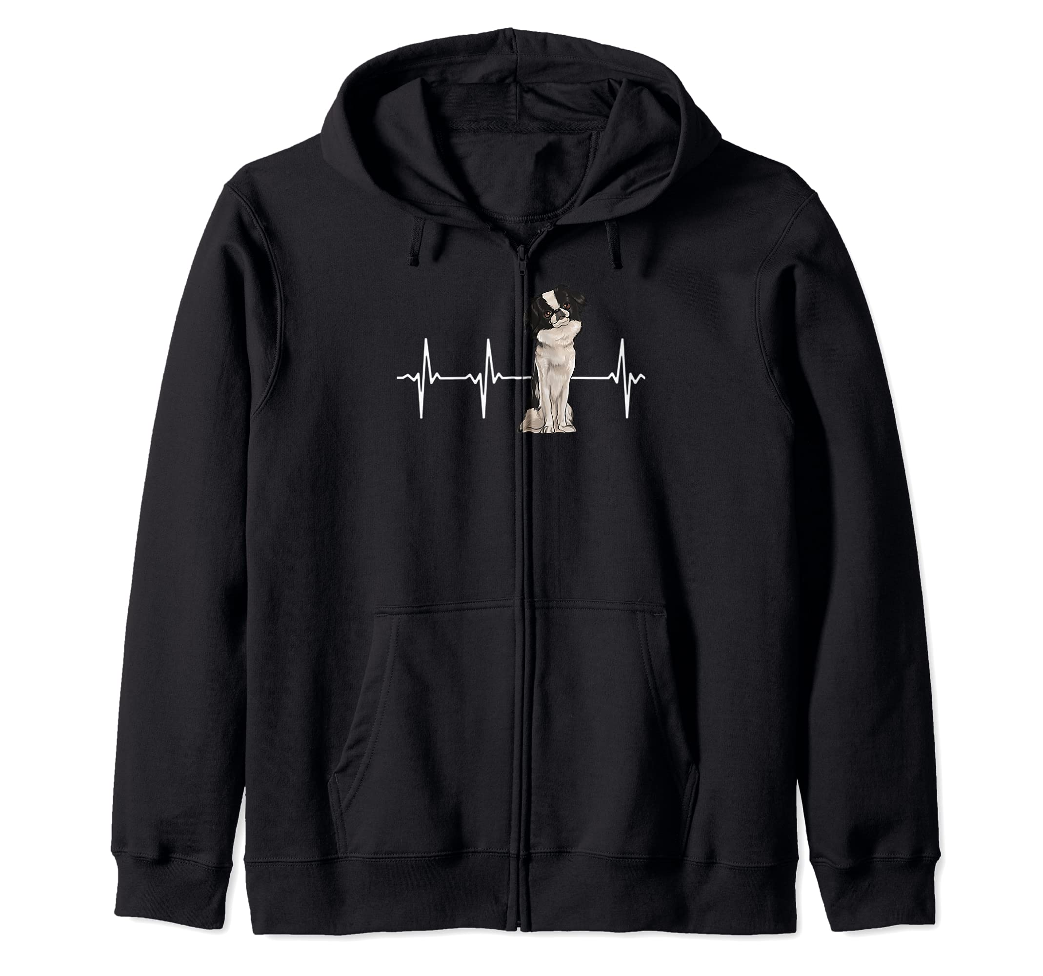 Japanese Chin Heartbeat Dog Lover Zip Hoodie