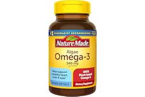 Nature Made Algae Oil Omega 3 Supplement 540mg, Omega 3 Fish Oil Alternative, 70 Veggie Softgels, Sustainable, Plant-Based, for Healthy Heart, Brain, and Eye Support, 70 Softgels