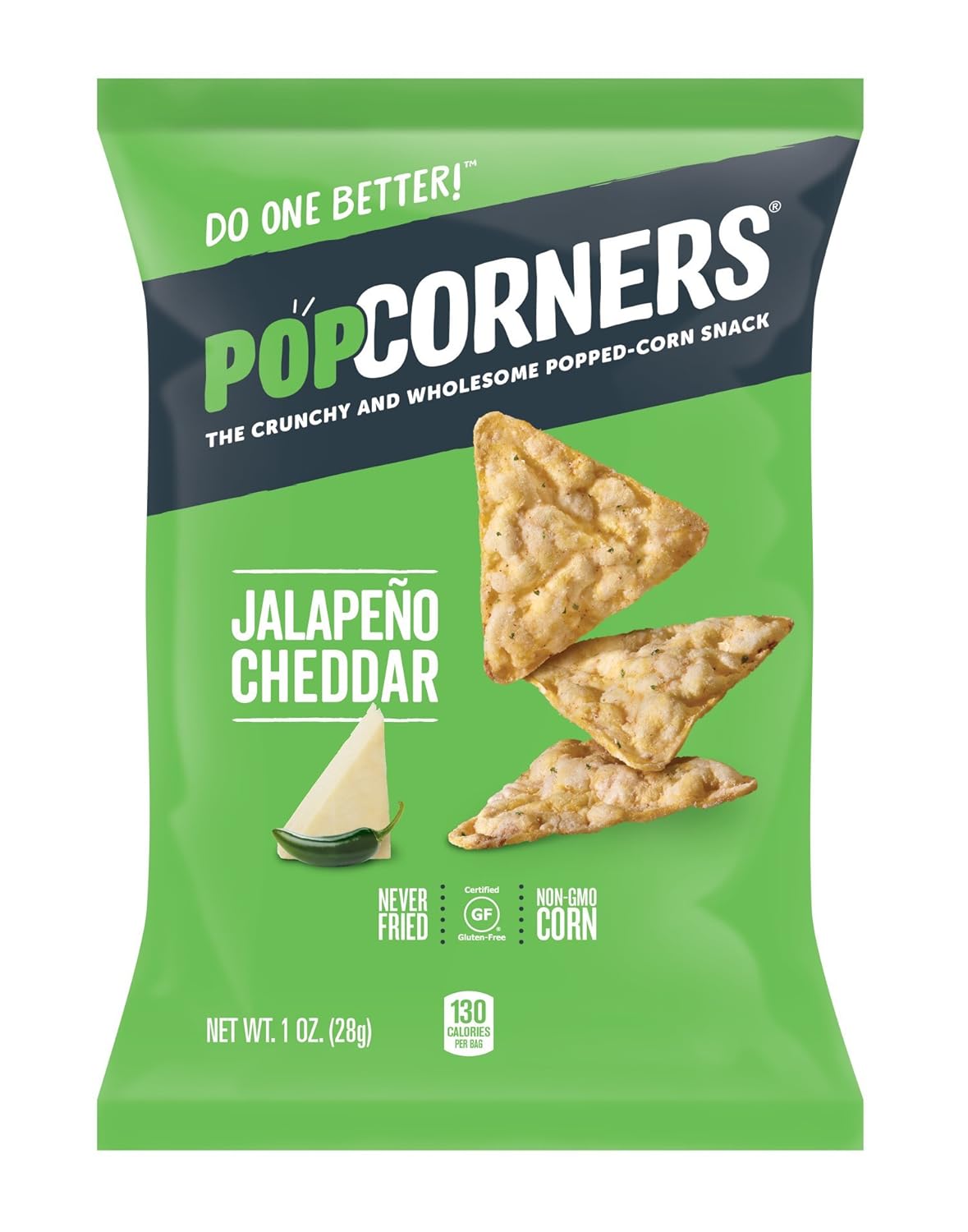 POPCORNERS Jalapeno Cheddar Popped Corn Snacks, Gluten Free, Single-Serve 1oz bags (Pack of 40)