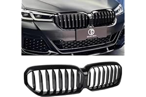 DEKEWEI G30 Grille, Single Slat Gloss Black Grill Front Kidney Grille Compatible with BMW 5 Series G30 2021 2022 2023 520i 530i 540i M550i xDrive