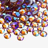 Hotfix Rhinestones Flatback Glass Rhinestone 6000PCS SS6 1.9-2.0MM Round Gems for Nails Art Glitter Crystals Stone DIY Bags Clothes Shoes (Amber Yellow AB)