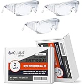Aqulius Safety Glasses Over Eyeglasses - Shatter-Resistant Protective Eyewear - Anti-Fog & Scratch-Resistant Safety Glasses - Ergonomic Side Shields for Eye Protection - Pack of 3, Unisex