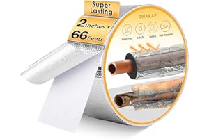 TWAKAP Super Age-Resistant AC Pipe Foam Insulation Tube Wrap Protect Foil Fiberglass Tape,More Weather-Resistant Shield for Pipe Insulation Foam Tube, Reflect 95% Thermal for Window AC Unit,HVAC Duct