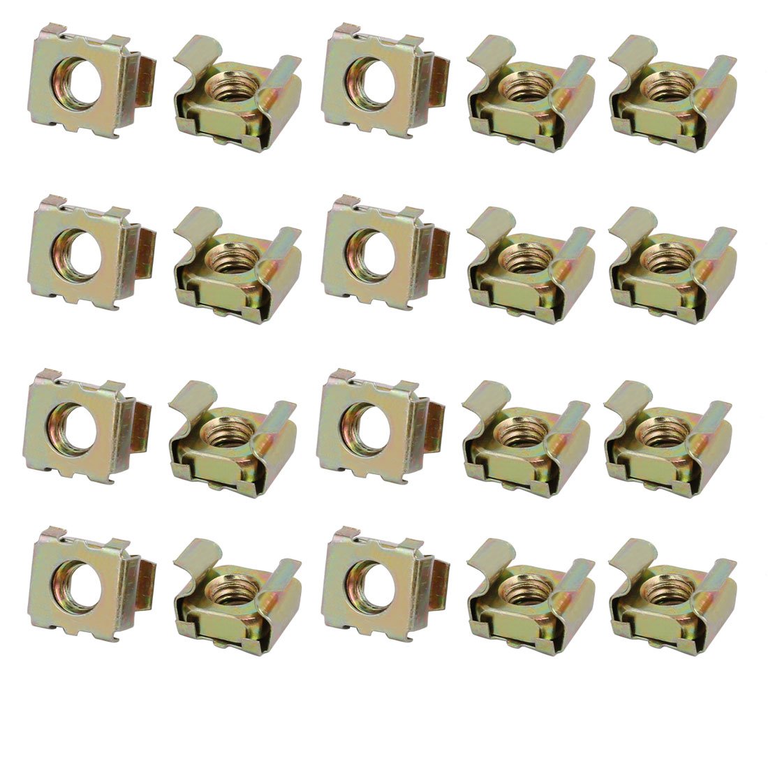 Sourcingmap 20pcs M6 Carbon Steel Captive Cage Nut Brass Tone for Server Shelf Cabinet