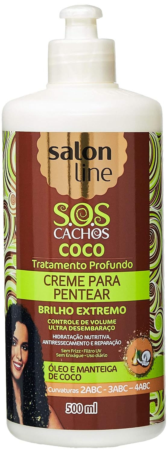Set Salon Line S.O.S Cachos Coconut - Traitement Profond Pour Cheveux Bouclés - 3x1L Neuf