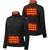 ORORO Women's 4-Zone Heated Fleece Pullover, Warm Quarter-Zip Heated Fleece Jacket