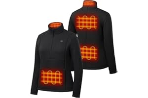 ORORO Women's 4-Zone Heated Fleece Pullover, Warm Quarter-Zip Heated Fleece Jacket
