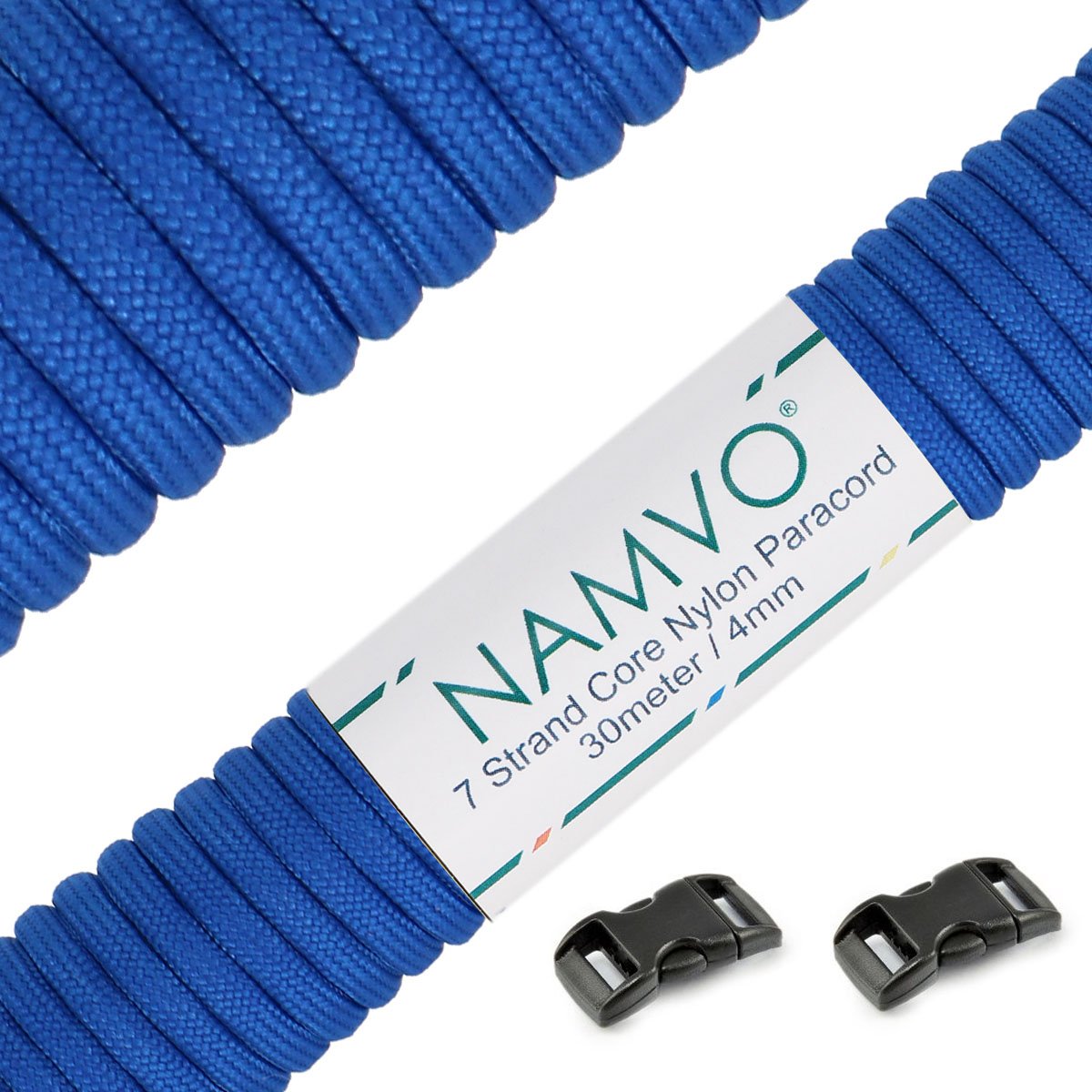 Namvo 550 Paracord Mil Spec Type III 7 strand parachute cord Total Length 100ft / 30 Meters for Outdoor Survival Rope, Lanyards, Keychain, Dog Collar, DIY Kit Craft Toy - 280kg Breaking Load, Blue