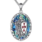 Grmdit 925 Sterling Silver Religious Medal St Michael St Raphael Memento Mori Santa Muerte Pendant Necklace Jewelry Gifts for Men Women