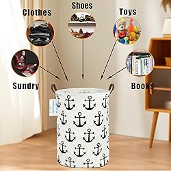 LANGYASHAN Laundry Basket Canvas Fabric Collapsible