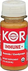 Kor Shot Acerola Ginger and Cordyceps Shot - 1.7 Fl Oz - Immune Plus - Immune System Booster - 533% DV Vitamin C - USDA Certi