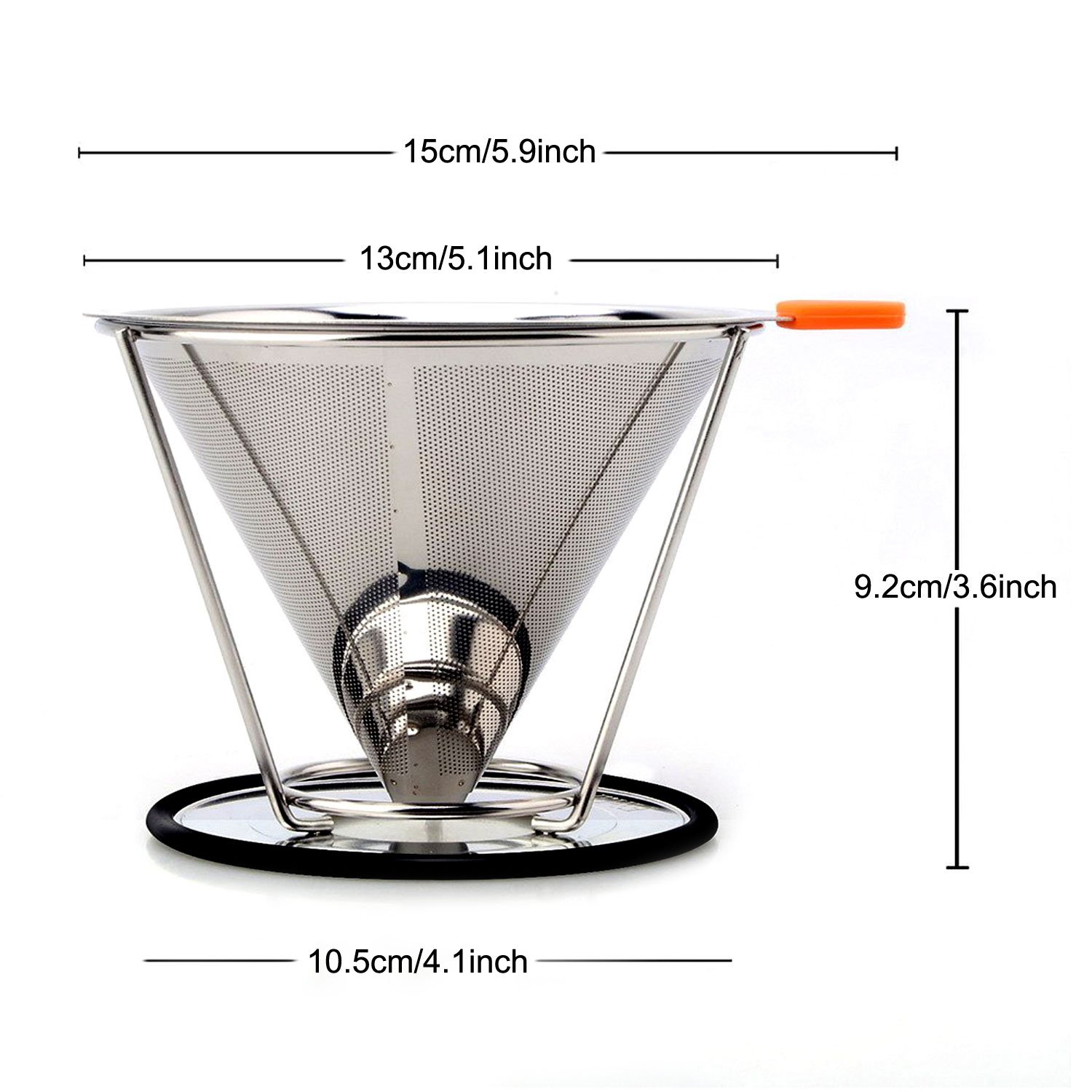 Firlar Pour Over Coffee Filter Paperless & Reusable Permanent Double Layer with Separate Stand for 1-4 cups
