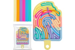 BOXOB Sensory Activity Board with 12pcs Strips, Silicone Soft Fidget Toys Sensory Board Cute Ice Cream Shape Calm Down Toy fo