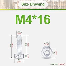 Pzsmocn 200 Pieces/100 Sets M4*16 mm PC Transparent