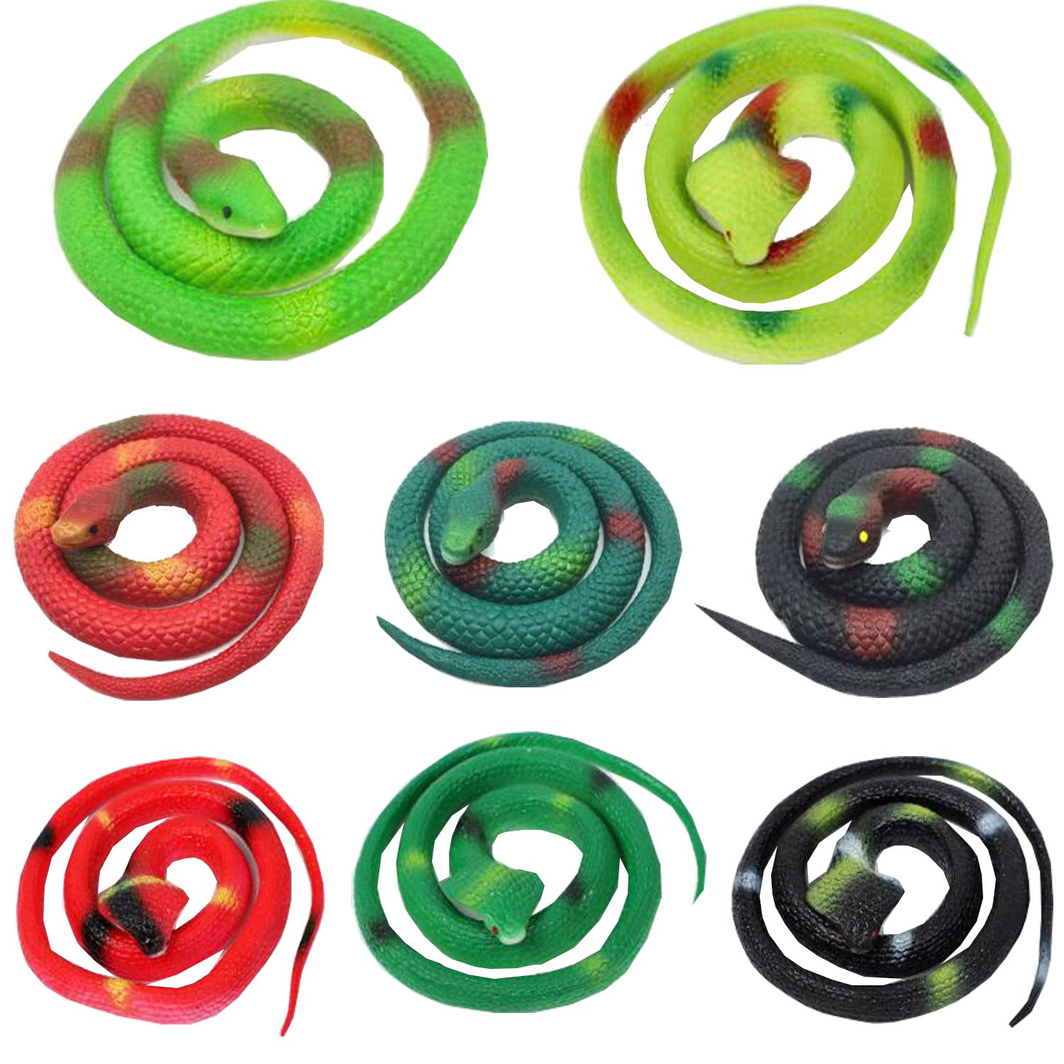 liuer Toy Snake 8PCS Realistic Rubber Snakes Fake Snake for Adults and Kids for Joke,Garden Prop to Scare Birds,Pranks,Halloween Party(2 Style)