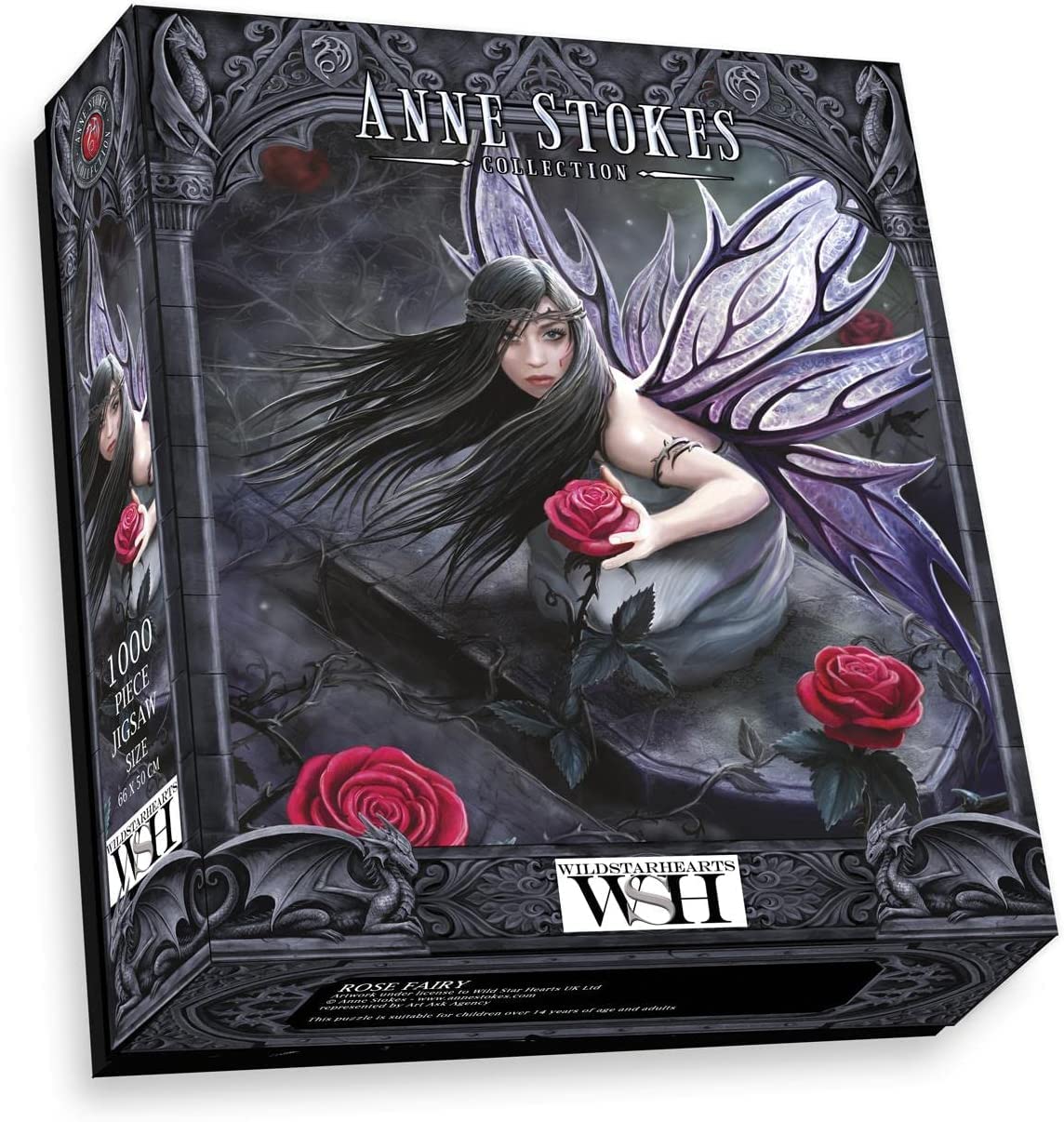 Anne Stokes - Rose Fairy - 1000 Piece Gothic Fantasy Fairy Jigsaw Puzzle (including A4 Puzzle Poster Guide)