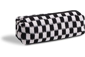 SURBEAV Pencil Case Pen Case Office College School Storage Bag Pouch Holder Box Organizer Makeup Pouch Cosmetic Bag Aesthetic Cute Pencil Case for Girls Boys Kids (Black)