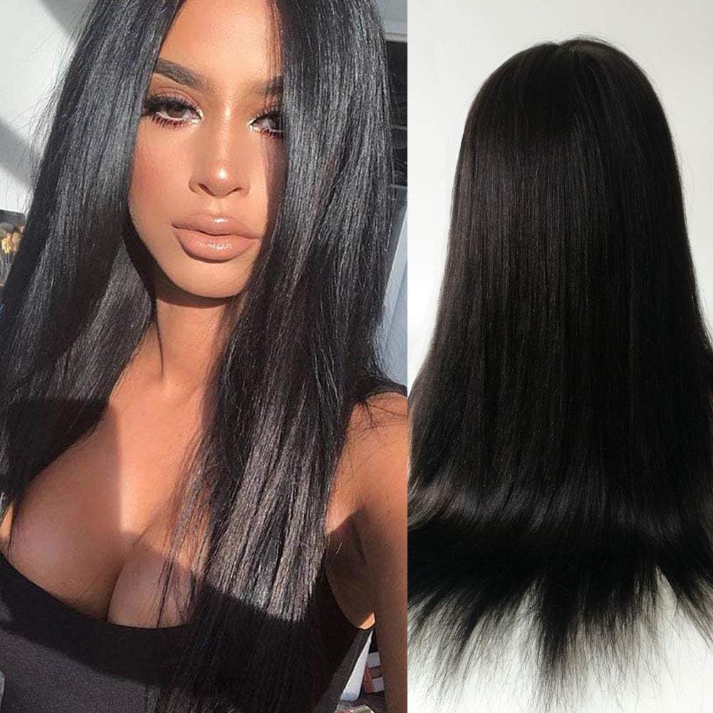Light Yaki 360 Lace Wig Pre Plucked Bleached Knots 12" Natural Color
