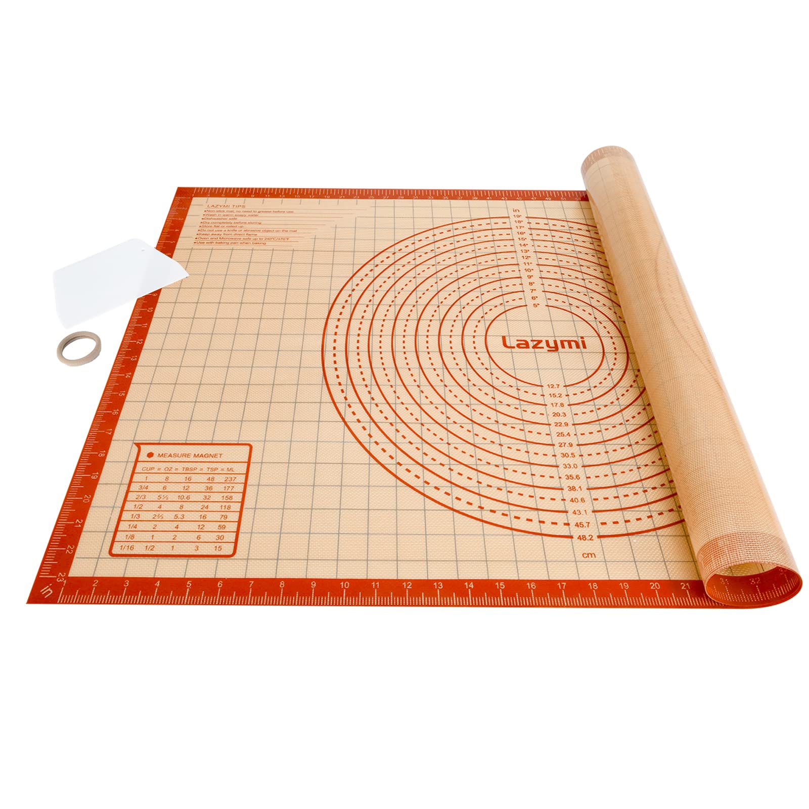 Extra Large & Thick Silicone Baking Mat 91×61 cm, Non Stick Pastry Rolling Sheet with Measurement, Non-Slip Silicon Dough kneading Board, Counter Table Mat, Placemat, for Pie/Cake/Pizza (Red)