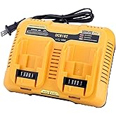 Dual Port Charger Replacement for De-Walt 12/20V MAX Battery Charger DCB102, Compatible with 20v 12v 60v Battery DCB120 DCB126 DCB208 DCB201 DCB609 DCB606
