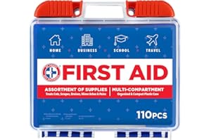 Be Smart Get Prepared 110 pc First Aid Kit: Clean, Treat, Protect Minor Cuts, Home, Office, Car, School, Business, Travel, Emergency, Outdoor, Camping & Sports, FSA/HSA (Packaging may vary)
