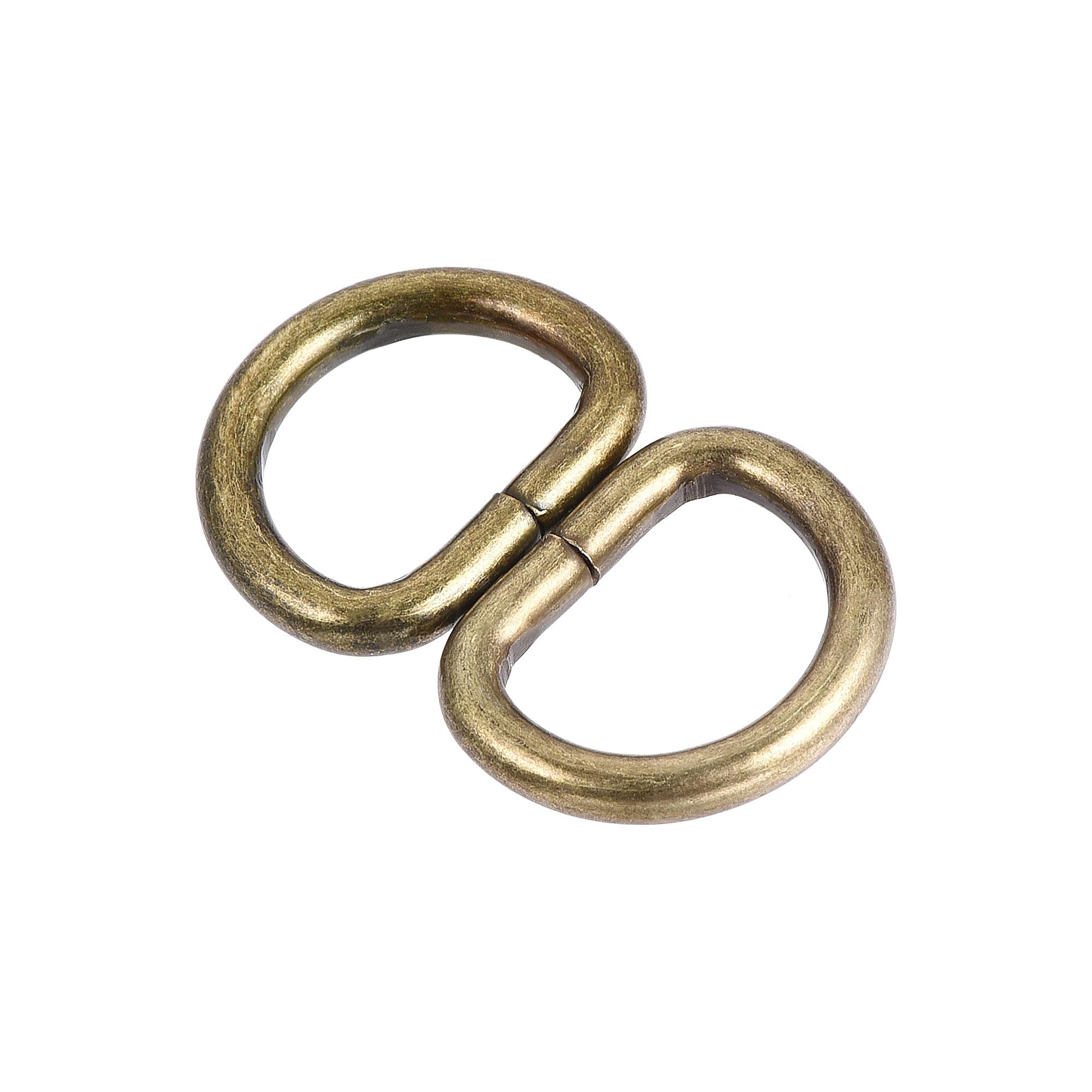 sourcing map Metal D Ring 0.51"(13mm) D-Rings Buckle for Hardware Bags Belts Craft DIY Accessories Bronze Tone 50pcs