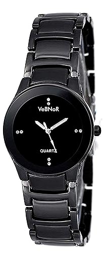 VeBNoR Analogue Attractive Full Black Dial Black Strap Luxury Wrist Watch for Girls and Women Stylish Latest - Small-Full-BLK