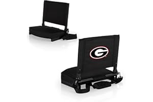 PICNIC TIME NCAA Georgia Bulldogs Gridiron Stadium Seat, Lightweight, Portable Folding Chair for Bleachers and Benches, (Black)