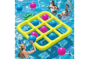 Jasonwell Tic-Tac-Toe Pool Toys Games - Giant Floating Tic Tac Toe Game Float with 10 Balls Pineapple Pool Game Party Toy Flo