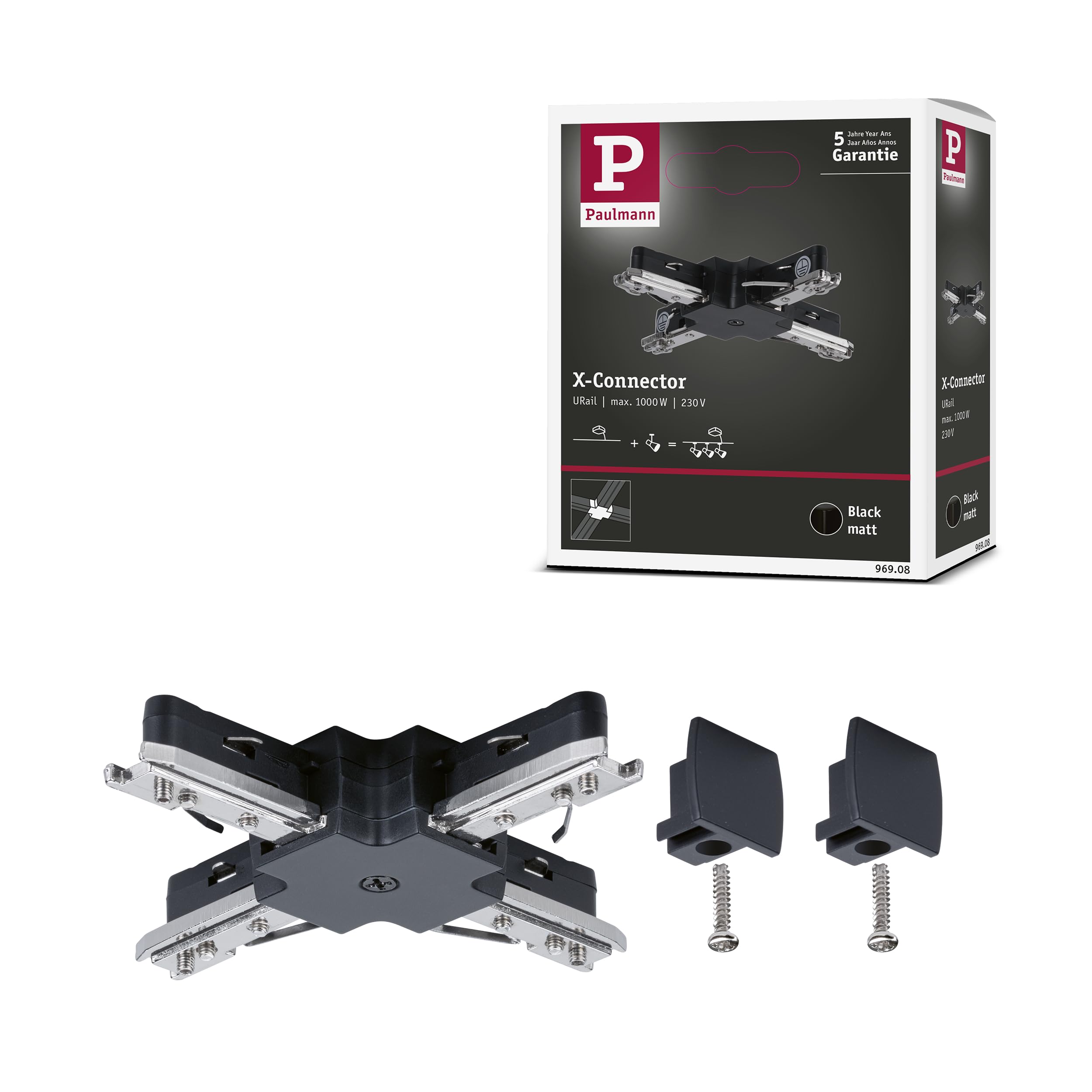 Paulmann 97657 URail X-connector 104x104mm max. 1.000W black matt rail system