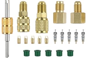 HZ-MONSTAR R410A R134A Adapters Mini Split Adapter Fitting Kit 5/16" SAE 1/4" SAE Flare, 1/2 Acme 1/4" SAE Female to Male Bra
