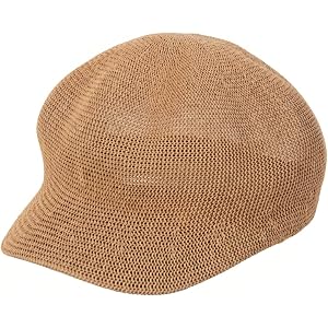 Khaki Breathable Straw Newsboy Hat for Women Summer, Trendy Beret Sun Hat for Beach, Adjustable M Size (56-58cm), Lightweight