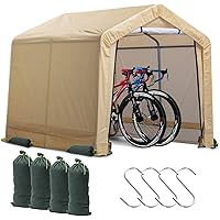 6x6 Ft Heavy Duty Outdoor Storage Shed Tent - Waterproof, UV Resistant Portable Garage For Motorcycle, Bike, ATV (Yellow)