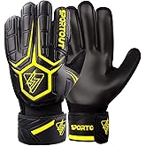 Sportout Goalie Gloves, Goalkeeper Gloves with Finger Protection, Breathable Soccer Goalie Gloves, 4mm Latex, for Kids Youth and Adult