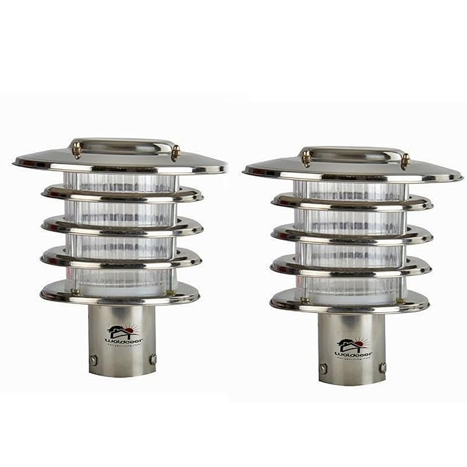 Weldecor gate Metal,ACRLIC Light/Pole lamp/Landscape Light/Outdoor/Garden/Farmhouse Light Pair 2pc (Silver)