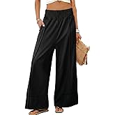 Tanming Womens Wide Leg Pants Cotton Stretchy High Waisted Palazzo Pants Daily Workout Wear Lounge Sweatpants with Pockets